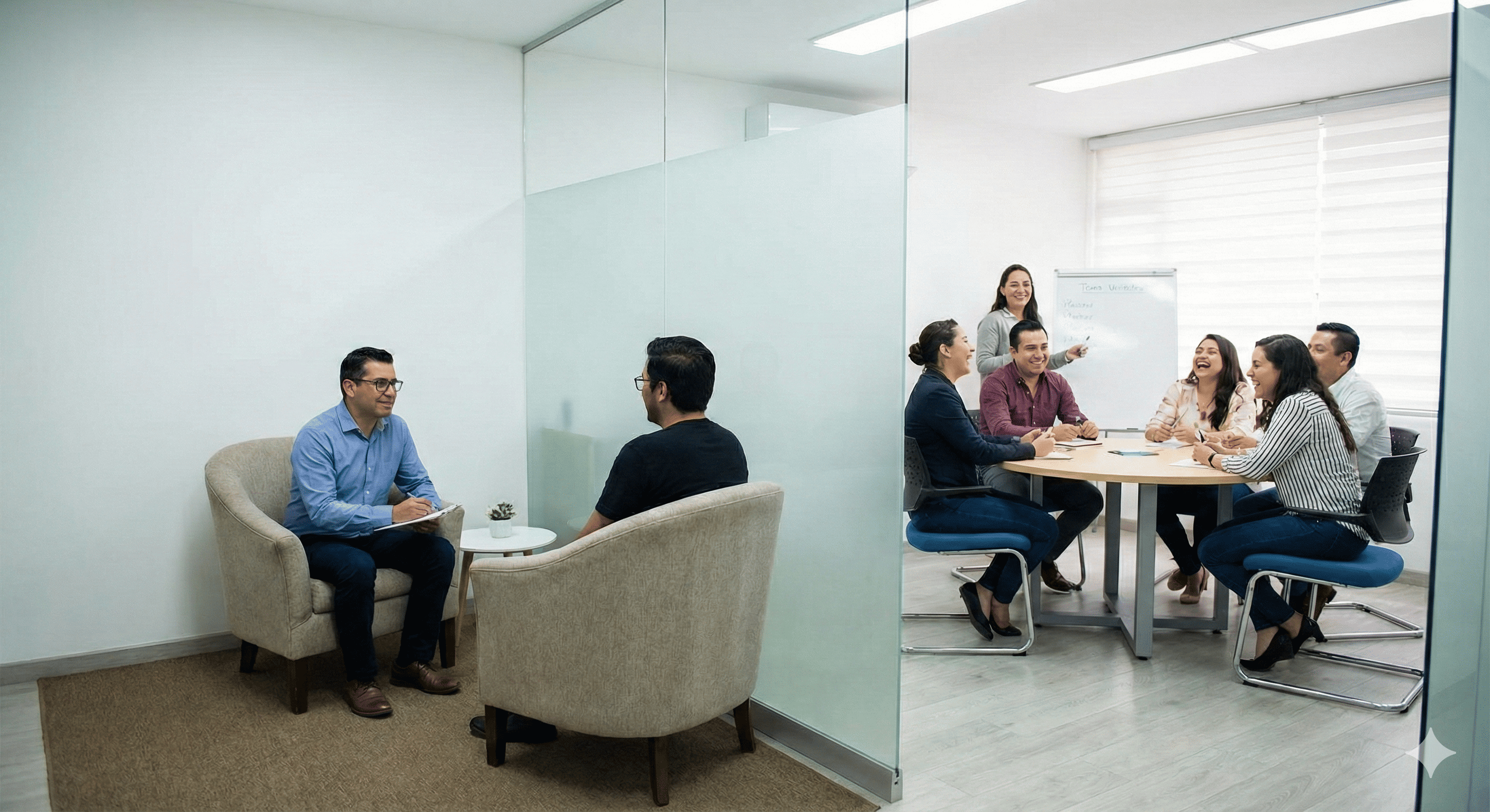 Sesión de taller de liderazgo moderno